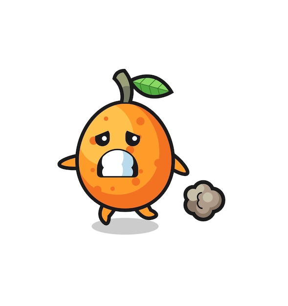 Ilustración del kumquat corriendo con miedo, diseño de estilo lindo para camiseta, pegatina, elemento de logotipo