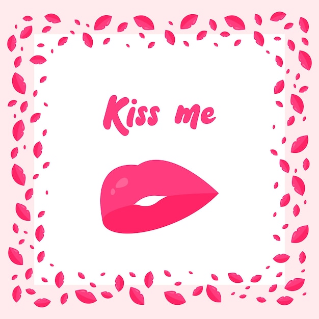 Ilustración con labios y letras bésame