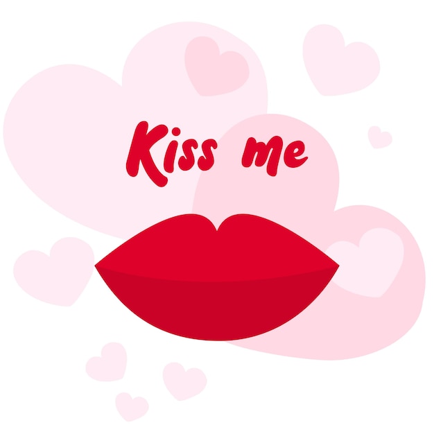 Ilustración con labios y letras bésame