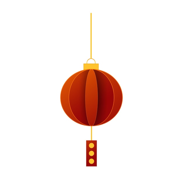 Ilustración de lámpara china vectorial en fondo blanco