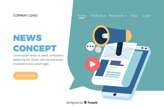 Vector ilustración para landing page con concepto de noticias.