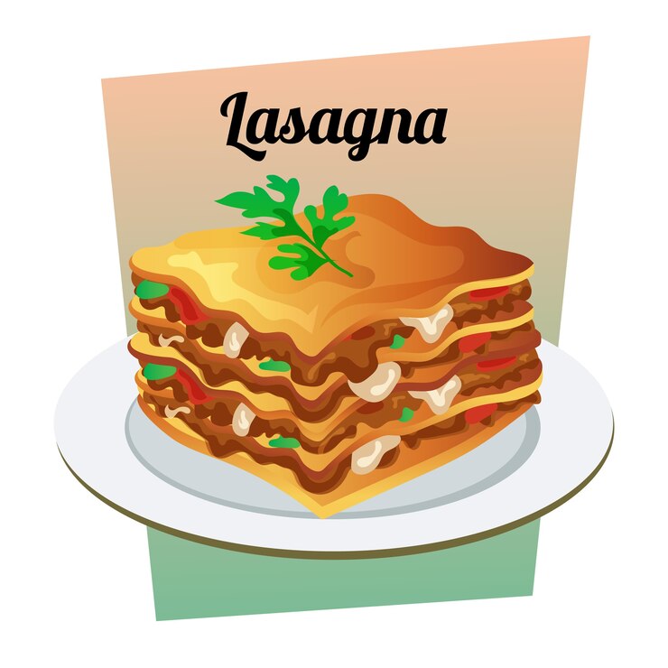 ilustración de lasaña de comida italiana