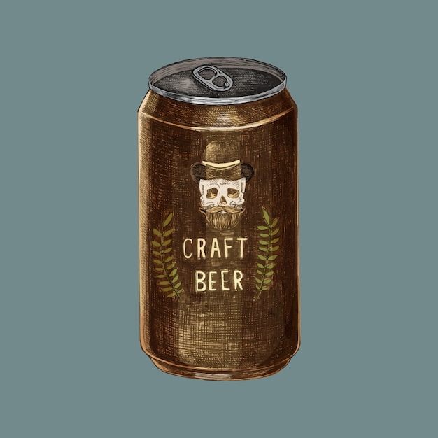 Ilustración de una lata de cerveza artesanal