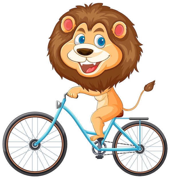 Ilustración de un león montando una bicicleta