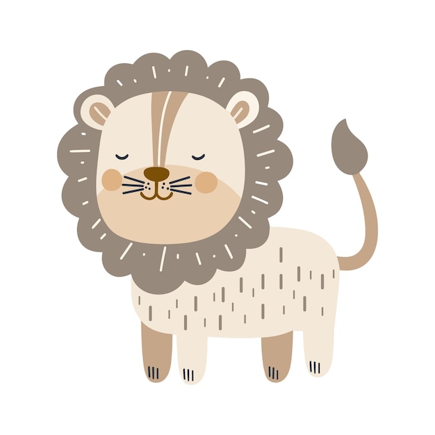 Ilustración de león para niños Animales africanos Clipart en estilo escandinavo para niños