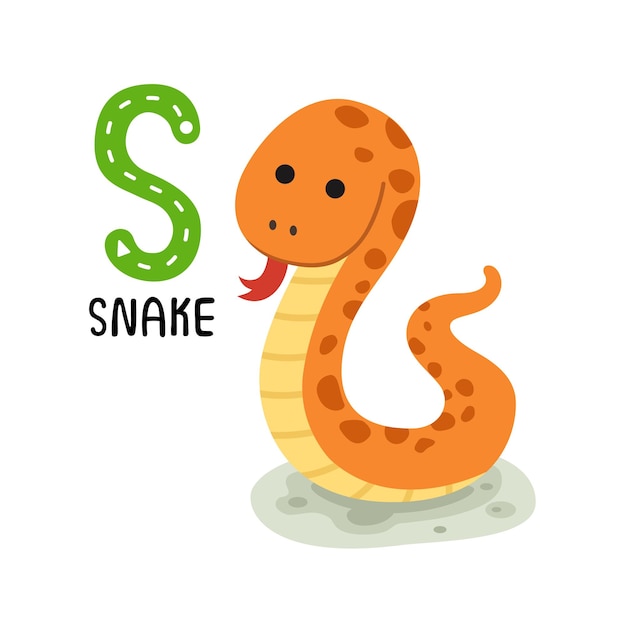 Ilustración de la letra del alfabeto animal aislado SSnake