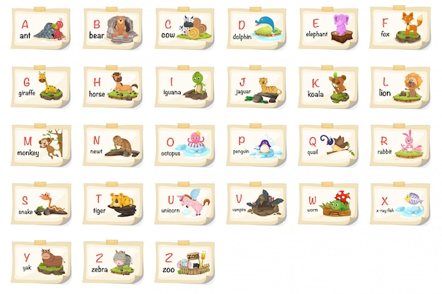 Ilustración de la letra del alfabeto animal az