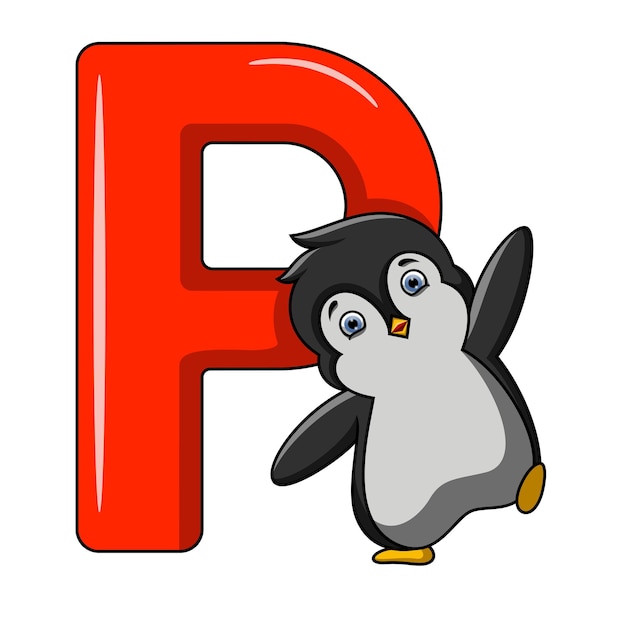 Vector ilustración de la letra p para penguin