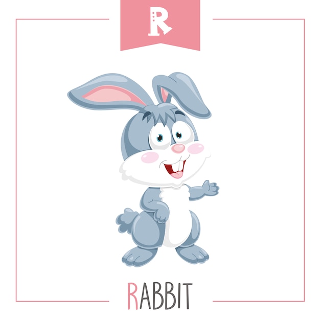 Ilustración de la letra r del alfabeto y el conejo