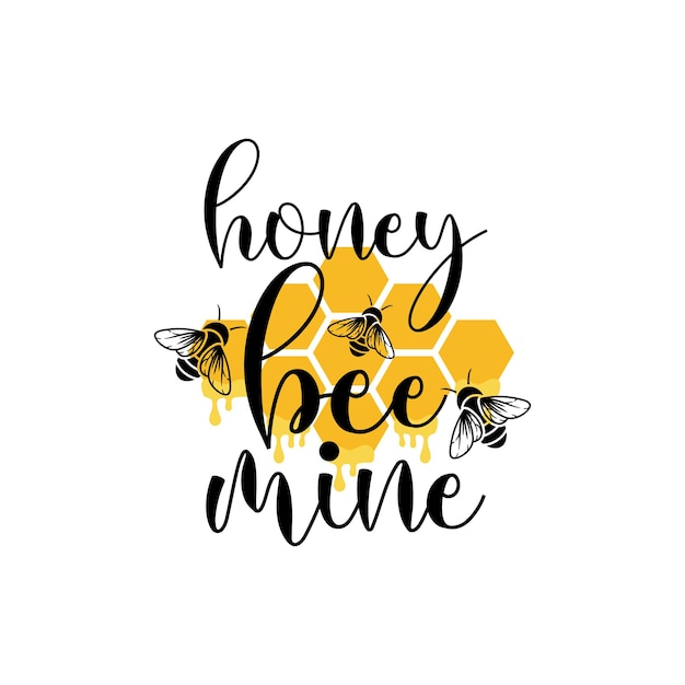 Ilustración de letras de cita de mina de abeja de miel