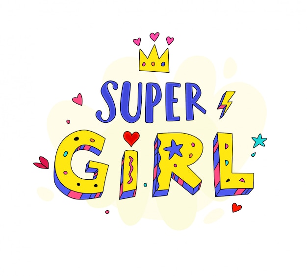 Ilustración de letras logo de super girl.
