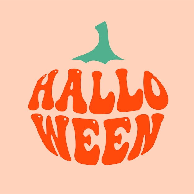 Vector ilustración de letras vectoriales estilo retro de los años 60 y 70 eslogan maravilloso de la silueta de calabaza de halloween tarjeta de felicitación lista para el 31 de octubre plantilla de impresión de camiseta gráfica para cartel adhesivo camiseta