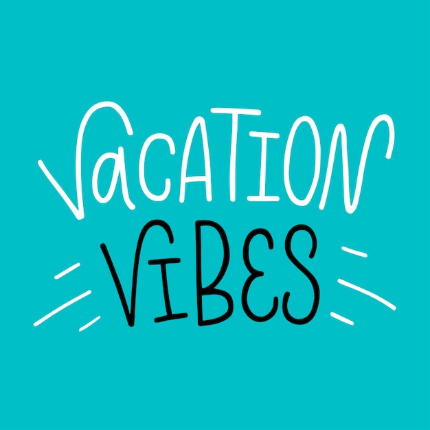 Vector ilustración de letras vectoriales de las vibraciones de vacaciones plantilla de tarjeta de felicitación de los turistas felicitaciones listas para los vacacionistas por el horario de verano lindo básico para la pancarta de invitación de fiesta de póster