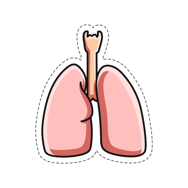 Ilustración libre de garabateo vectorial de la pegatina de los pulmones humanos