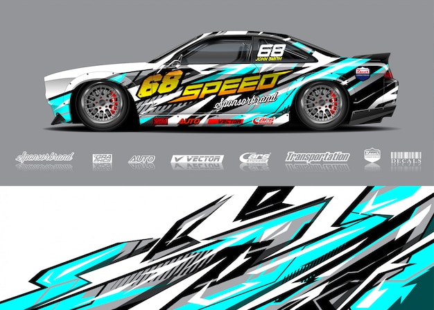 Ilustración de librea de coche de carreras