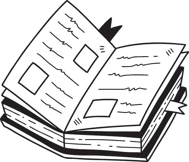 Ilustración de libro abierto dibujado a mano