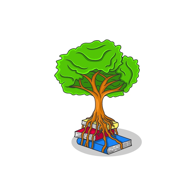 Ilustración de libro y árbol