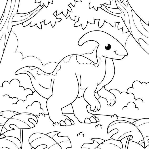 Vector ilustración de libro para colorear de dinosaurio dibujado a mano