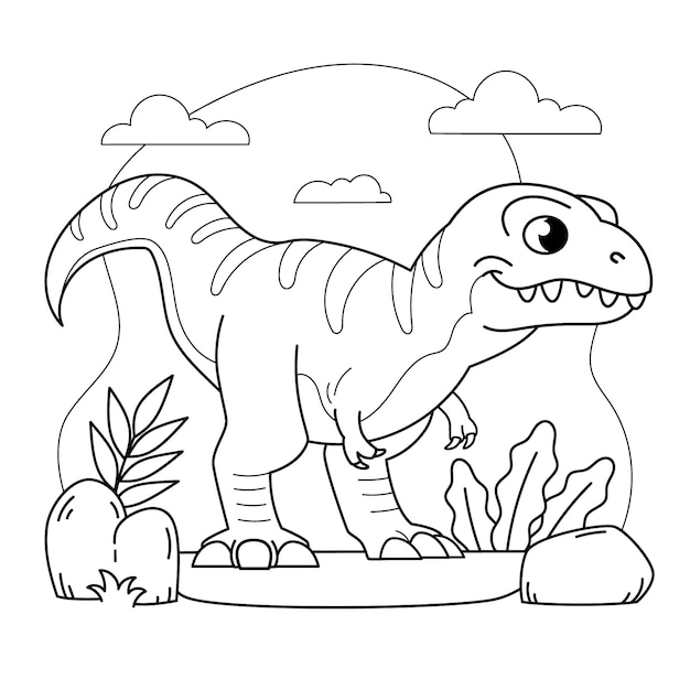 Ilustración de libro para colorear de dinosaurios