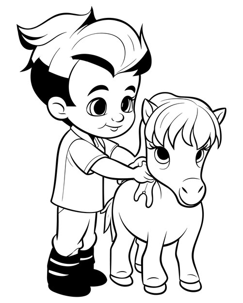 Vector ilustración de libro de colorear kawaii dibujado a mano para niños ilustración en blanco y negro