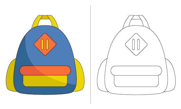 Vector ilustración libro para colorear para niños mochila escolar