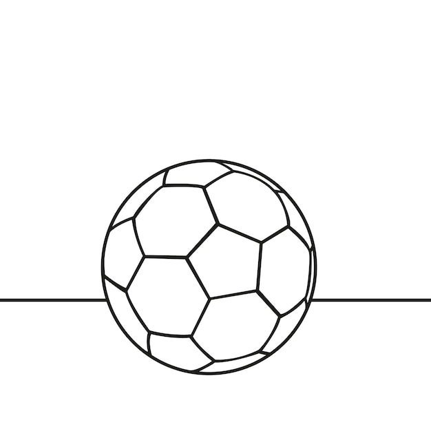 Ilustración de libro de colorear de pelota de fútbol dibujada a mano