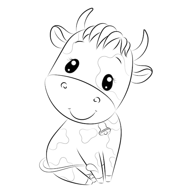 Ilustración de libro de colorear vacas dibujada a mano por vector libre