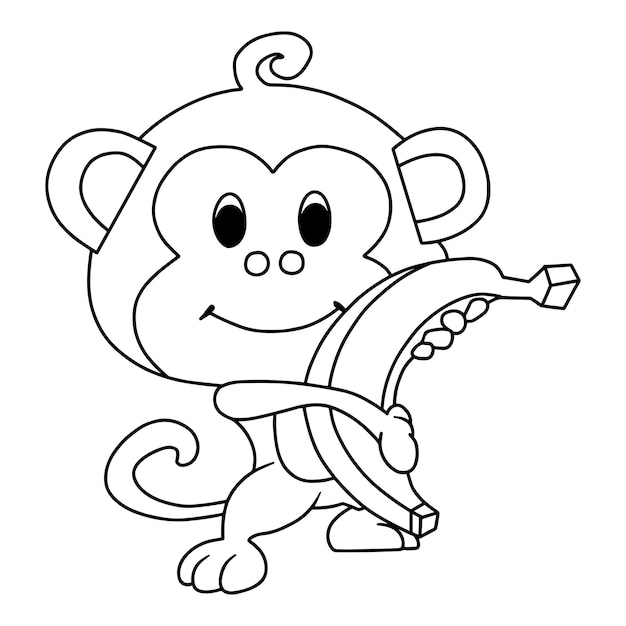 Ilustración de un libro de dibujos animados de mono dibujado a mano