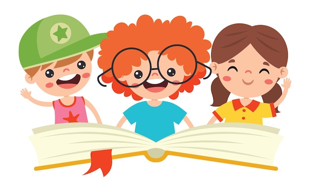 Vector ilustración de libro de lectura para niños