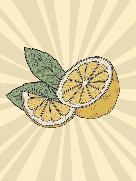 Vector ilustración de limón sobre fondo amarillo