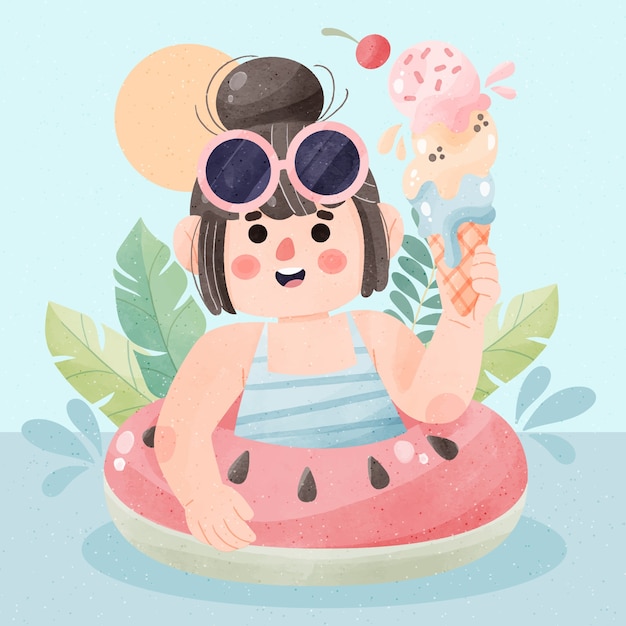 Vector ilustración linda acuarela para la temporada de verano