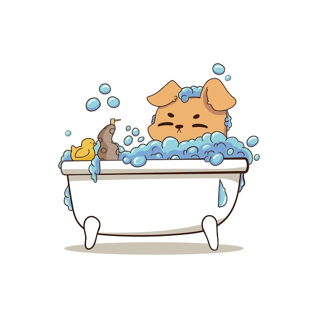 Ilustración linda del baño del perro