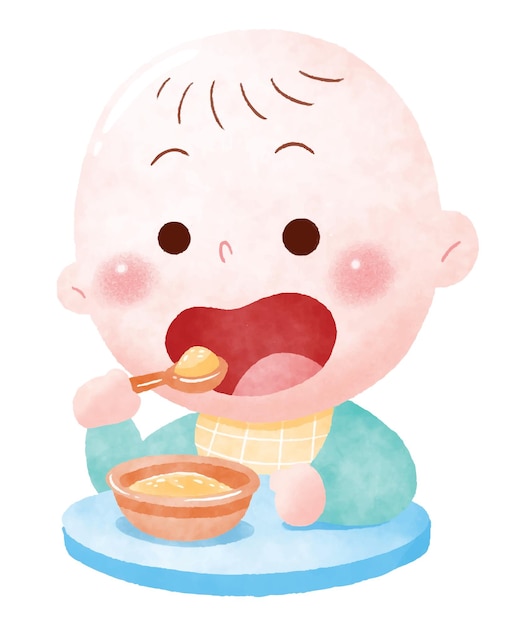 Ilustración linda de un bebé comiendo