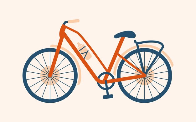 Ilustración linda de una bicicleta roja Arte minimalista de moda Arte clip de dibujos animados con bicicleta de vehículo de transporte