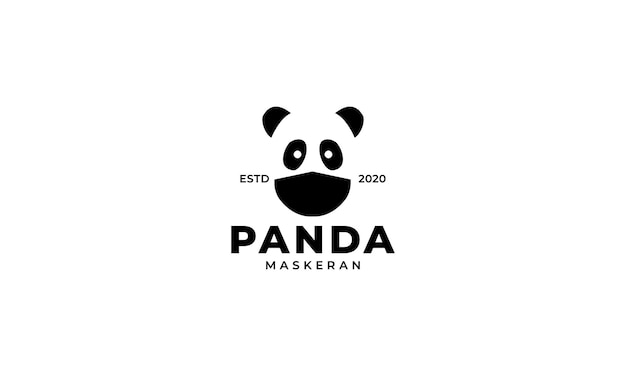 Ilustración linda cabeza panda con icono de diseño de logotipo de máscara