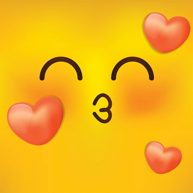 Vector ilustración de la linda cara de amor. emoticones de dibujos animados con amor.