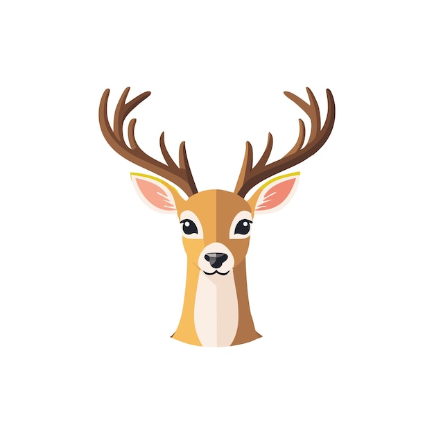 Ilustración linda de una cara de ciervo icono de cara de color de animal salvaje lindo