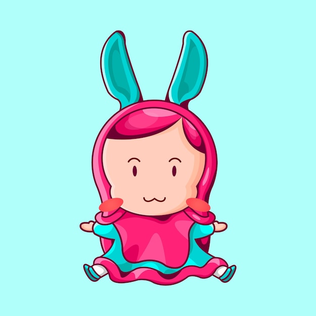 ilustración de linda chica musulmana con hiyab de oreja de conejo