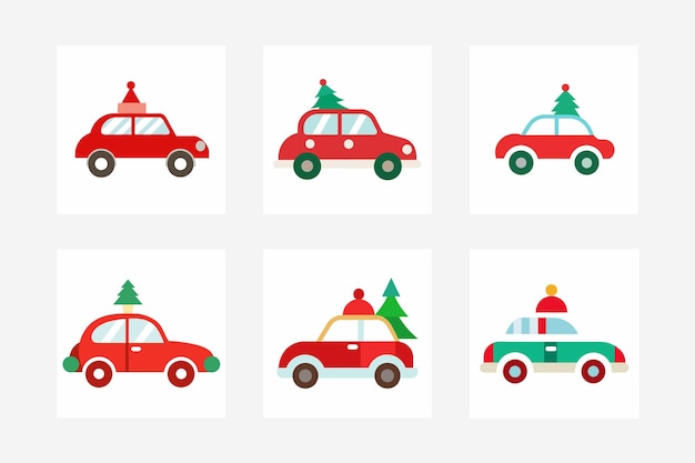 Ilustración linda de un coche navideño para diseños festivos