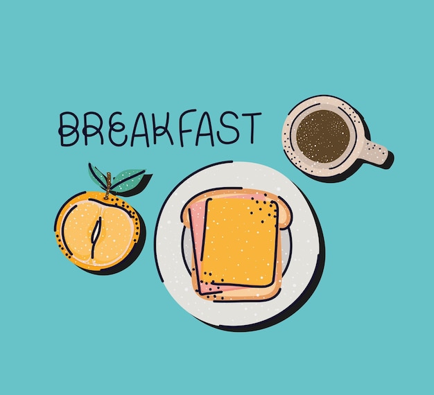 Vector ilustración linda del desayuno