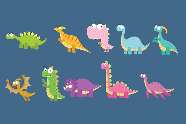 Vector ilustración linda de los dinosaurios