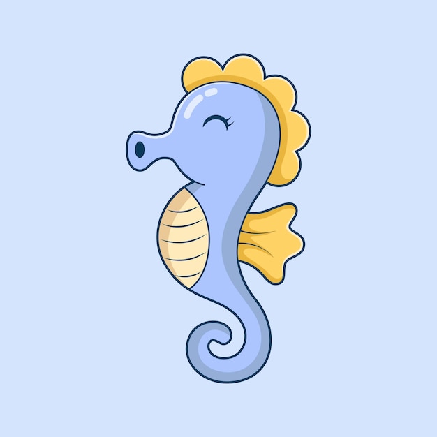 Ilustración linda del diseño del personaje del caballito de mar