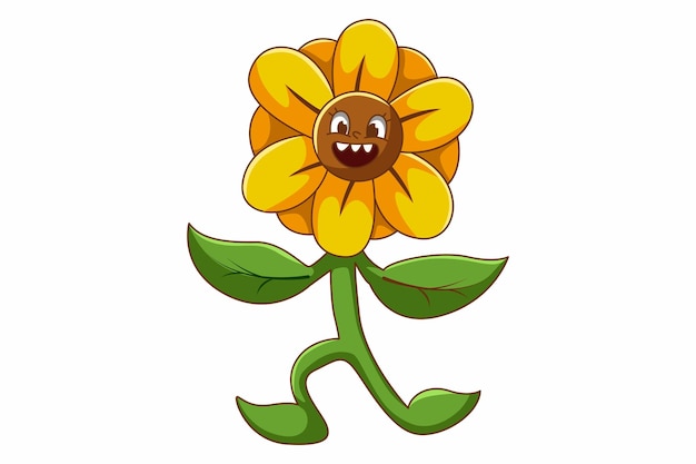Ilustración linda del diseño del personaje del girasol