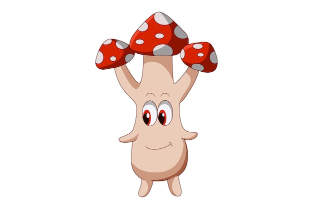 Vector ilustración linda del diseño del personaje del hongo