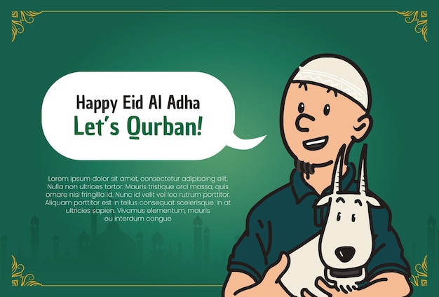 Ilustración linda de eid al adha vector de ilustración de qurban