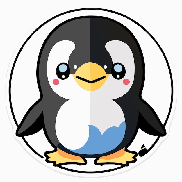 Vector ilustración linda de la etiqueta engomada del pingüino adelie