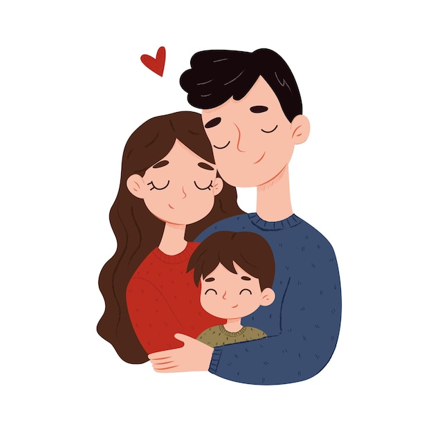 ilustración linda de la familia con el niño ilustración vectorial del día de la familia