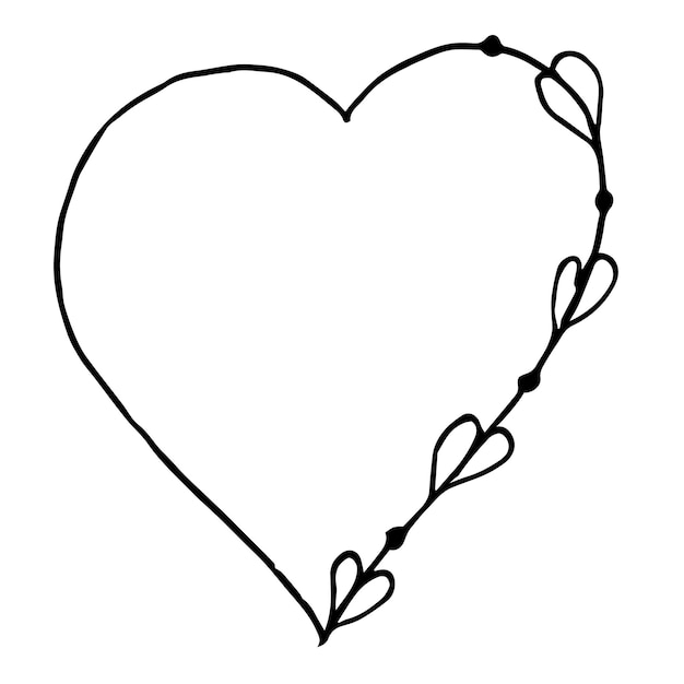 Ilustración linda en forma de un corazón solitario dibujada a mano Ilustración en vector