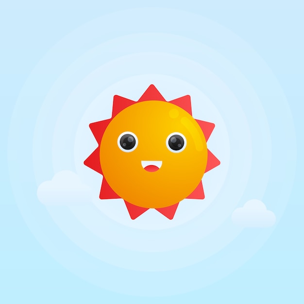 Vector ilustración linda del gradiente del sol de la sonrisa