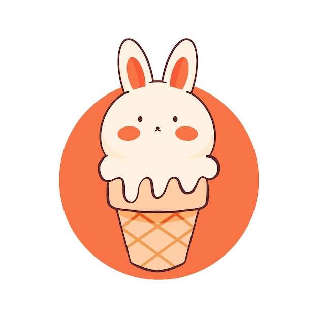 Vector ilustración linda del helado de conejo